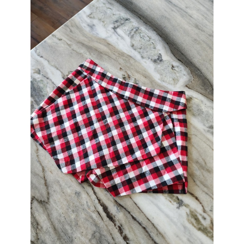 Umgee Women Red Black Gingham Plaid Mini Skort Side Zip Size Small Gameday